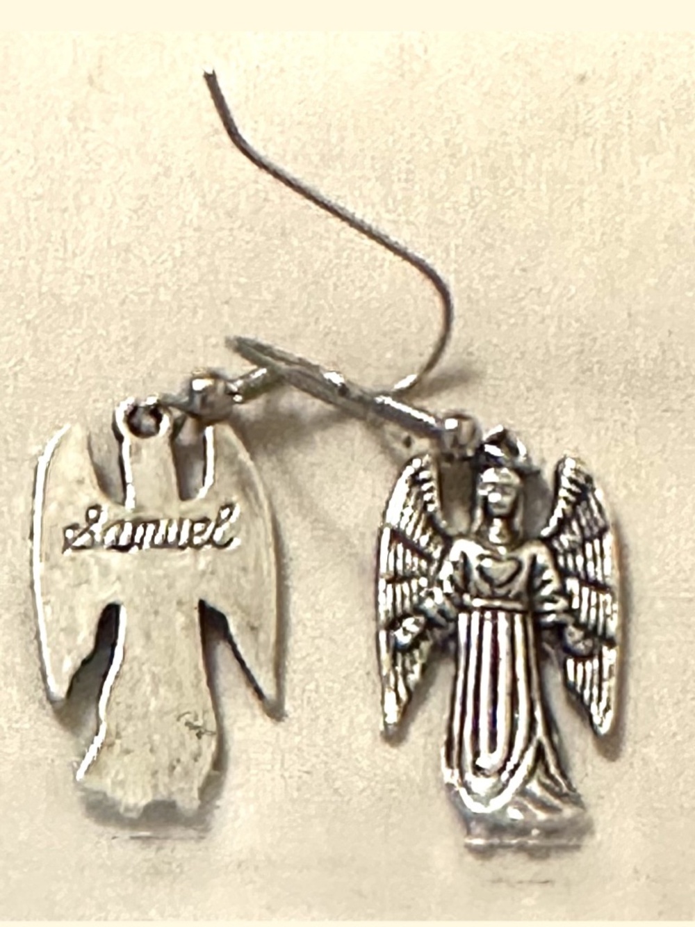 Archangel Earrings Samuel Love Inner Peace Dangle Silver Tone Handmade Gift